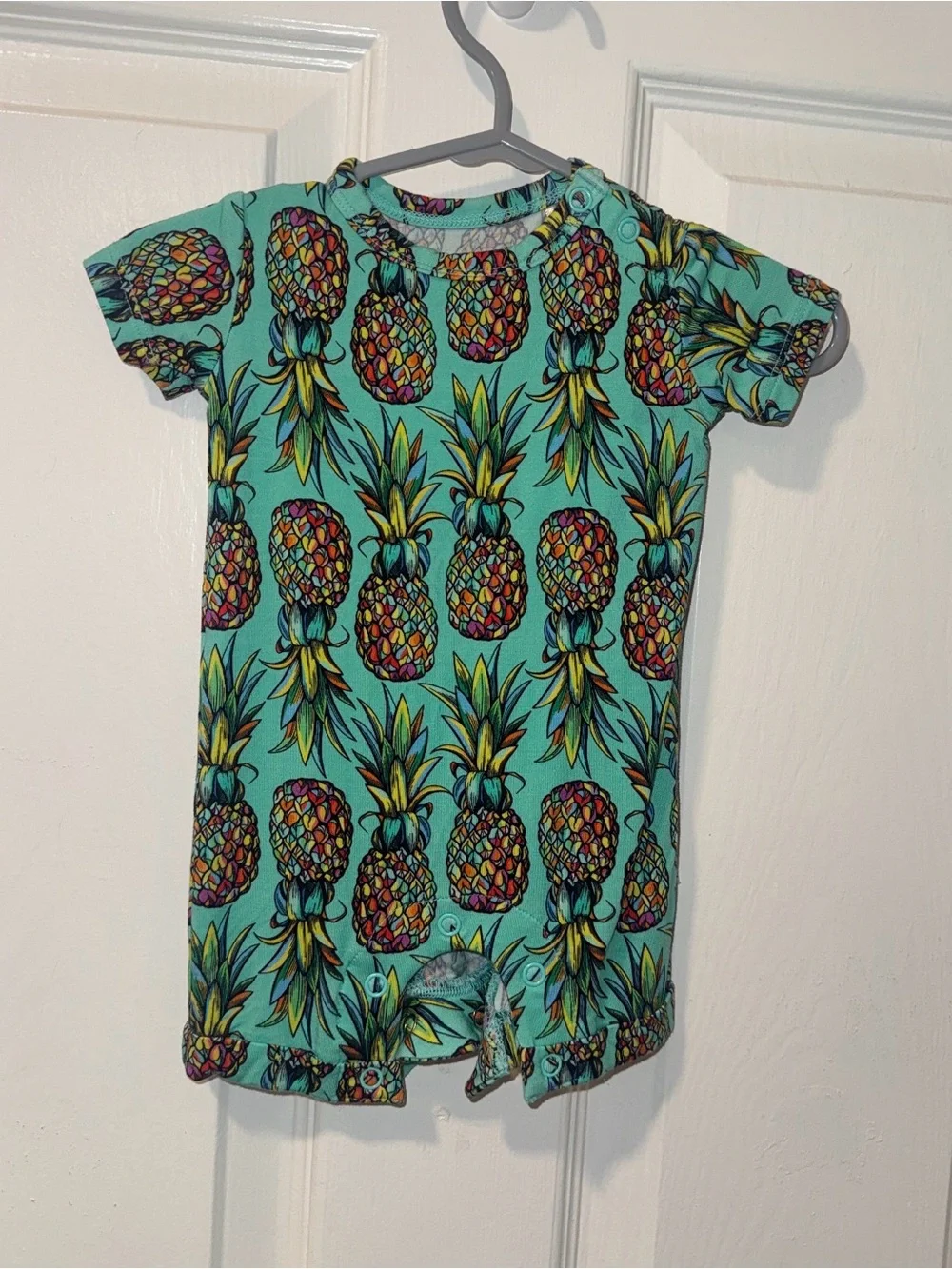 Bums & Roses Tropical Pineapple Bamboo Shortie Romper Size 0/3M